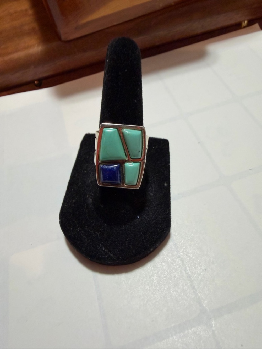 Jay king Sterling Silver Inlay Statement Ring with Turquoise and Lapis